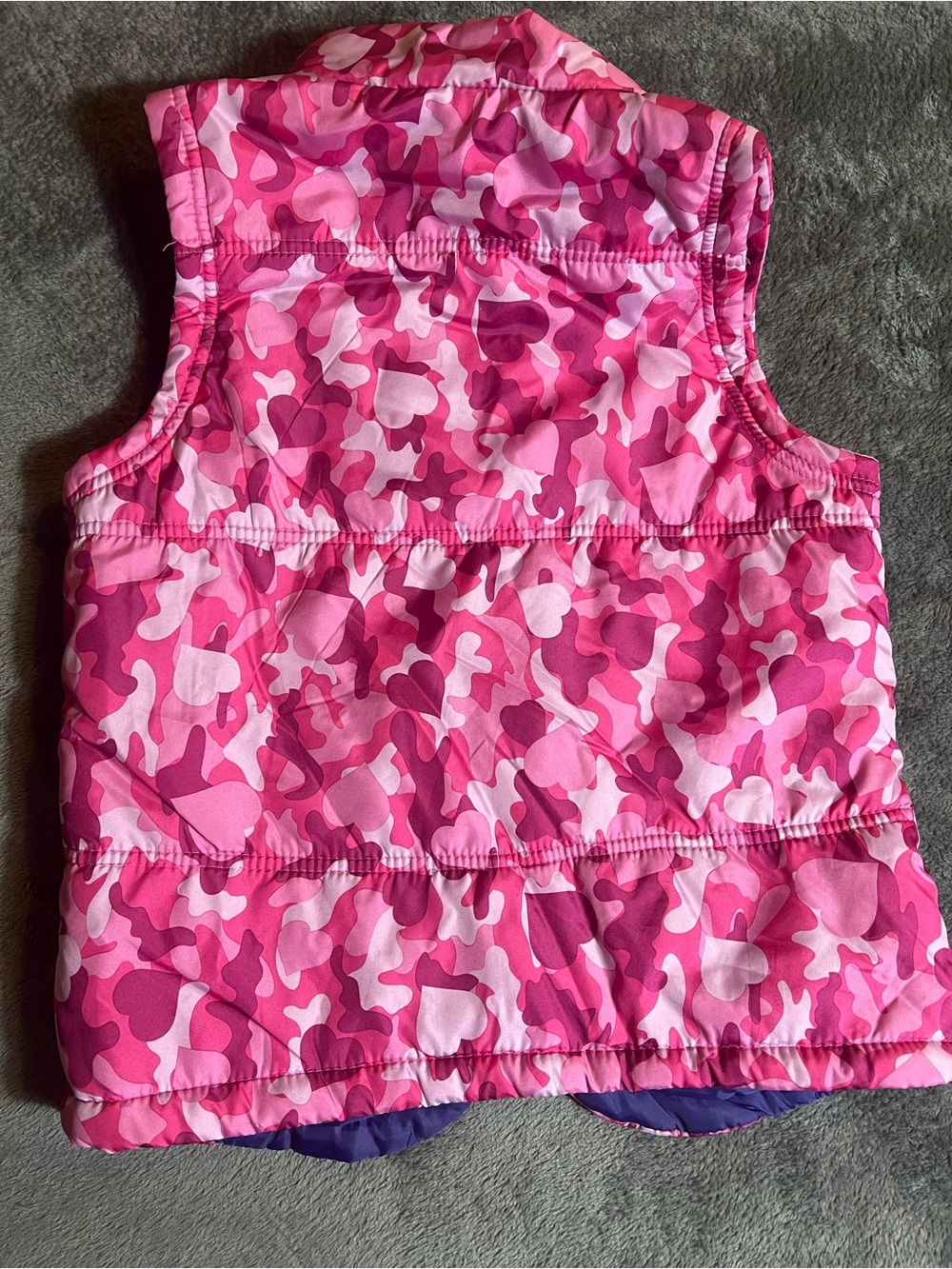 lei Pink Camouflage Puffer Vest with Purple Trim - Picture 2 of 5